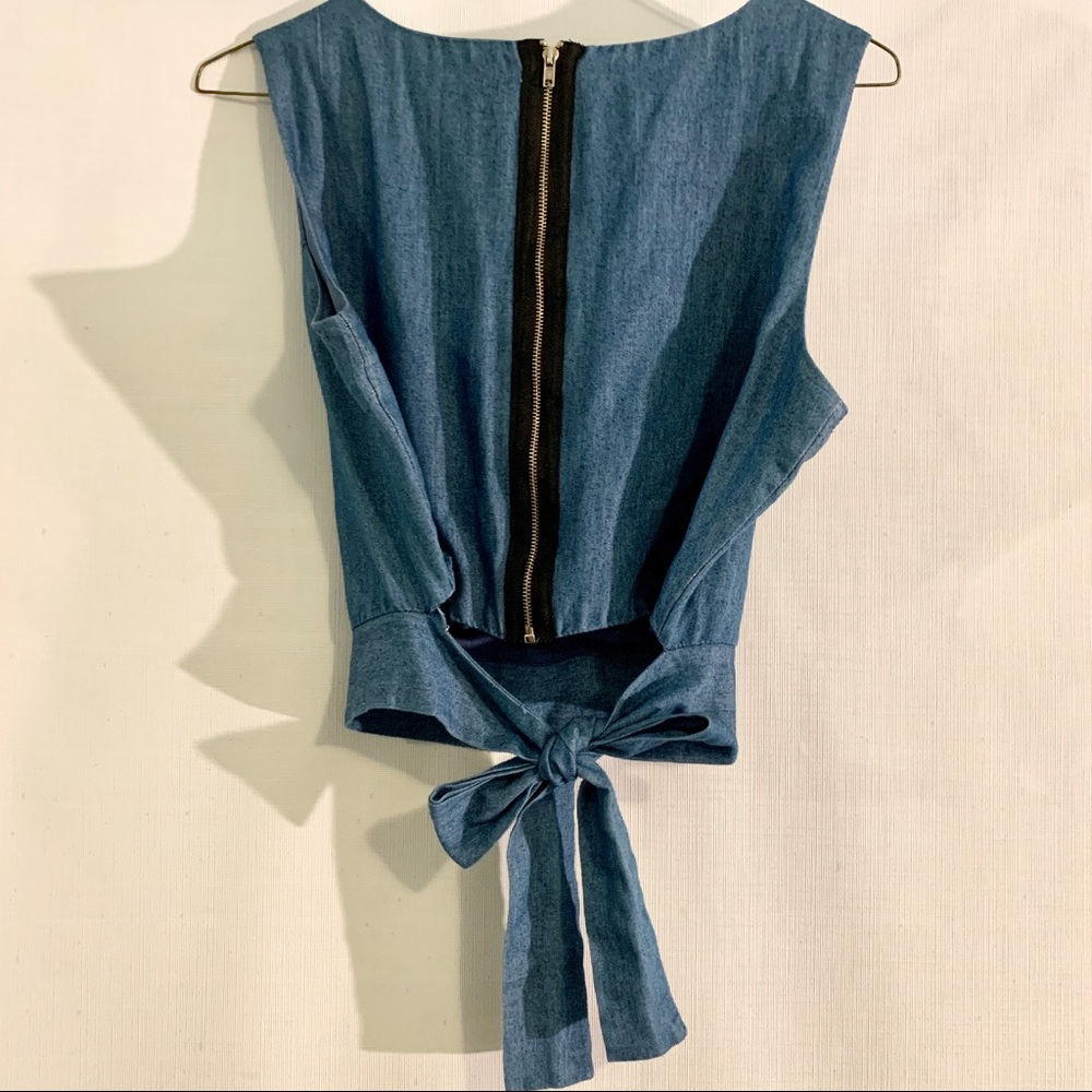 Denim top with tie back